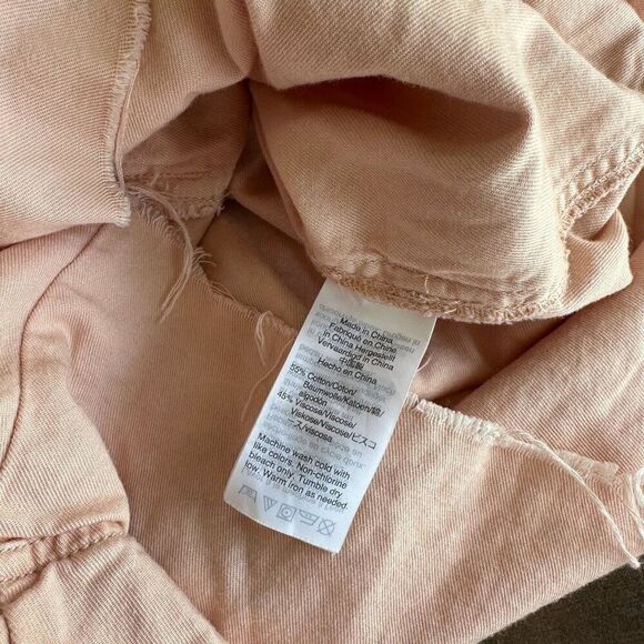 Madewell Top Stitch Coverall Romper 12 Pink Peach Chore Utility Cut Offs Casual - Picture 7 of 7